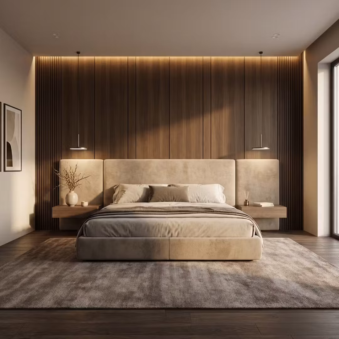 Elegant bedroom interior by Keywood Interior