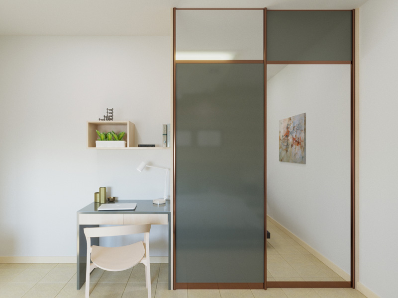 Wardrobe with glass accents